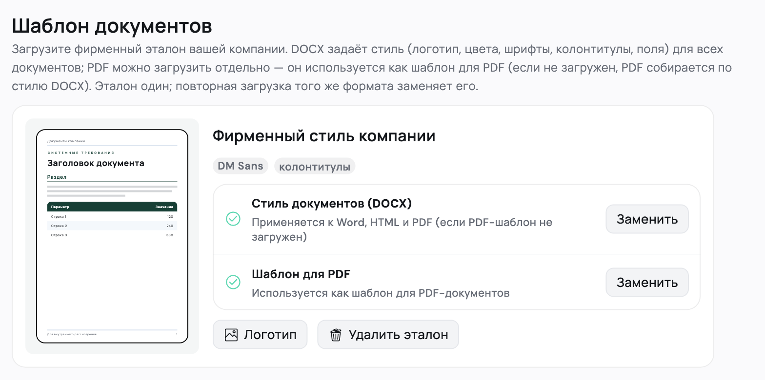 Настройте фирменную основу документа — интерфейс Flown