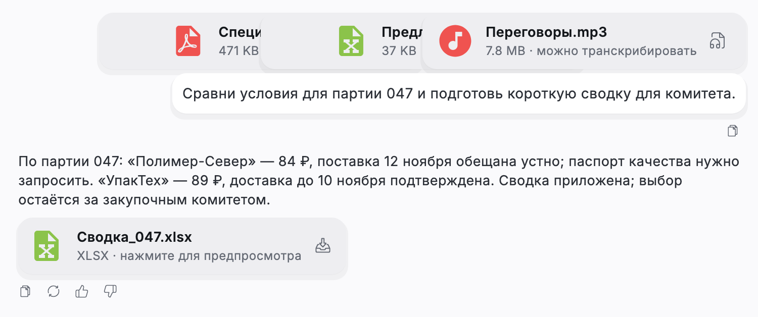 Разберите материалы вместе, в одном разговоре — интерфейс Flown